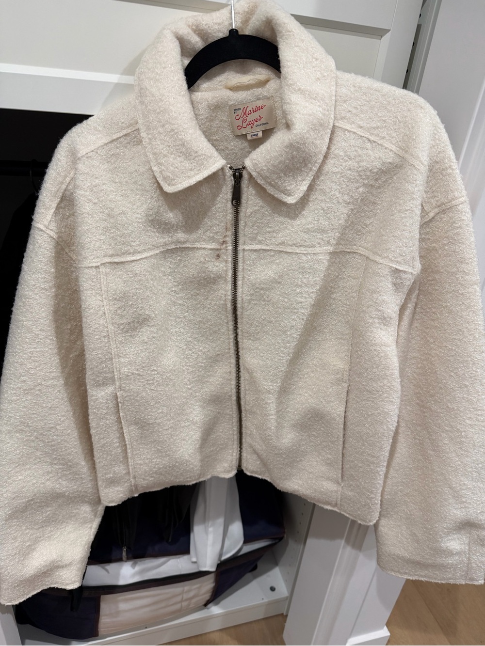 Marine Layer Sloane Boucle Cream Teddy Zip Jacket